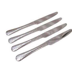 Kensington 4 Dinner Knives Stainless Steel Hammered Shiny Elegant Replacement
